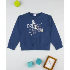 Sudadera de niña azul con estampado Dreams*Prenatal Outlet