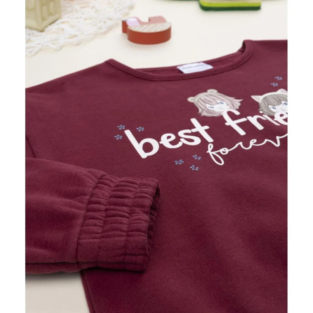 Sudadera de niña burdeos Best Friends Niña·Niña 2-10 Años|Niña 2-10 Años·Abrigos Y Plumíferos