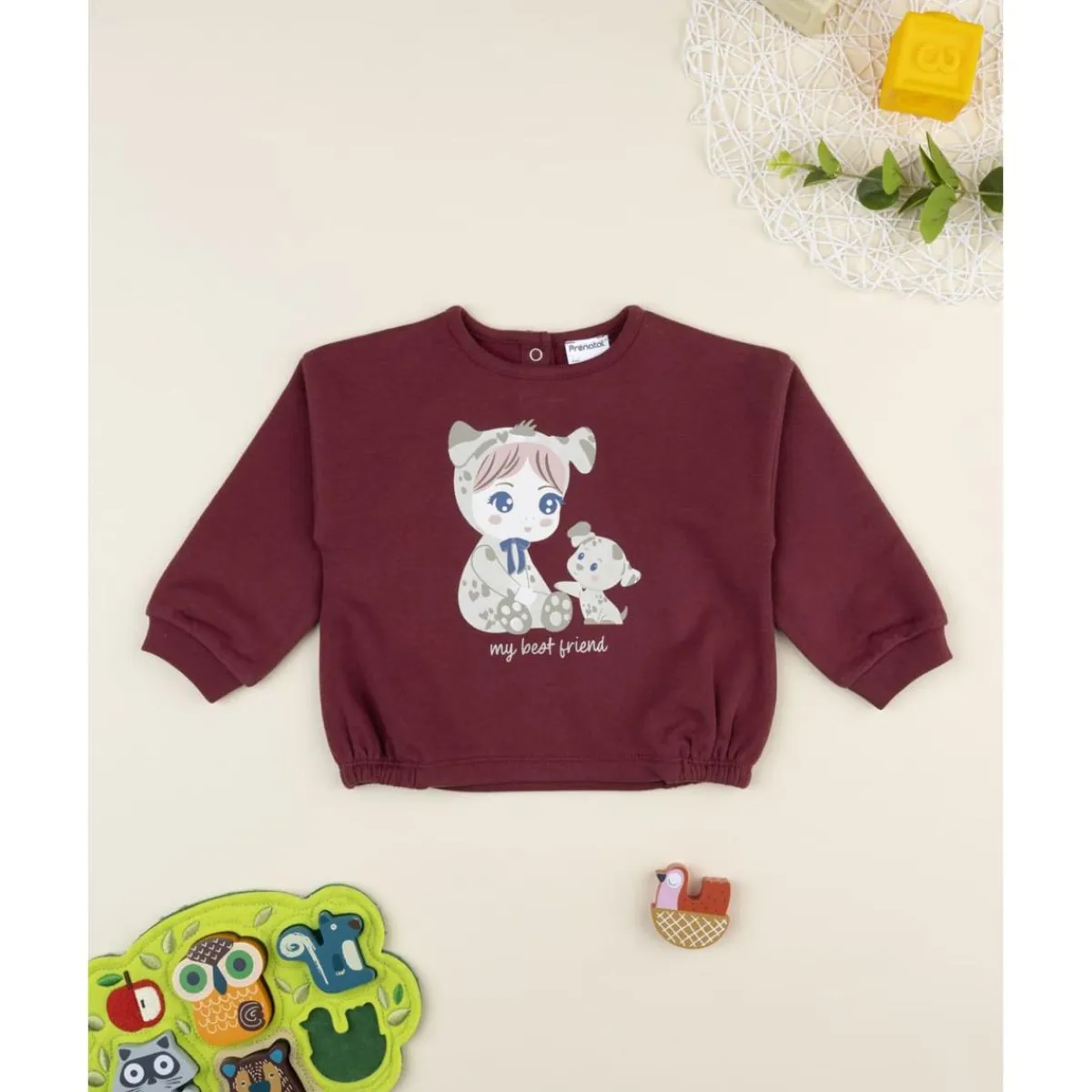Sudadera de niña burdeos Best Friends Niña·Bebé Niña 3-36 Meses|Bebé Niña 3-36 Meses·Abrigos Y Plumíferos