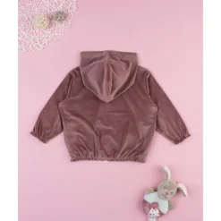 Sudadera de niña en terciopelo rosa*Prenatal Clearance