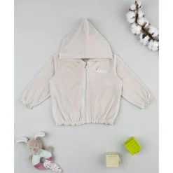 Sudadera de niña en terciopelo beige*Prenatal Sale