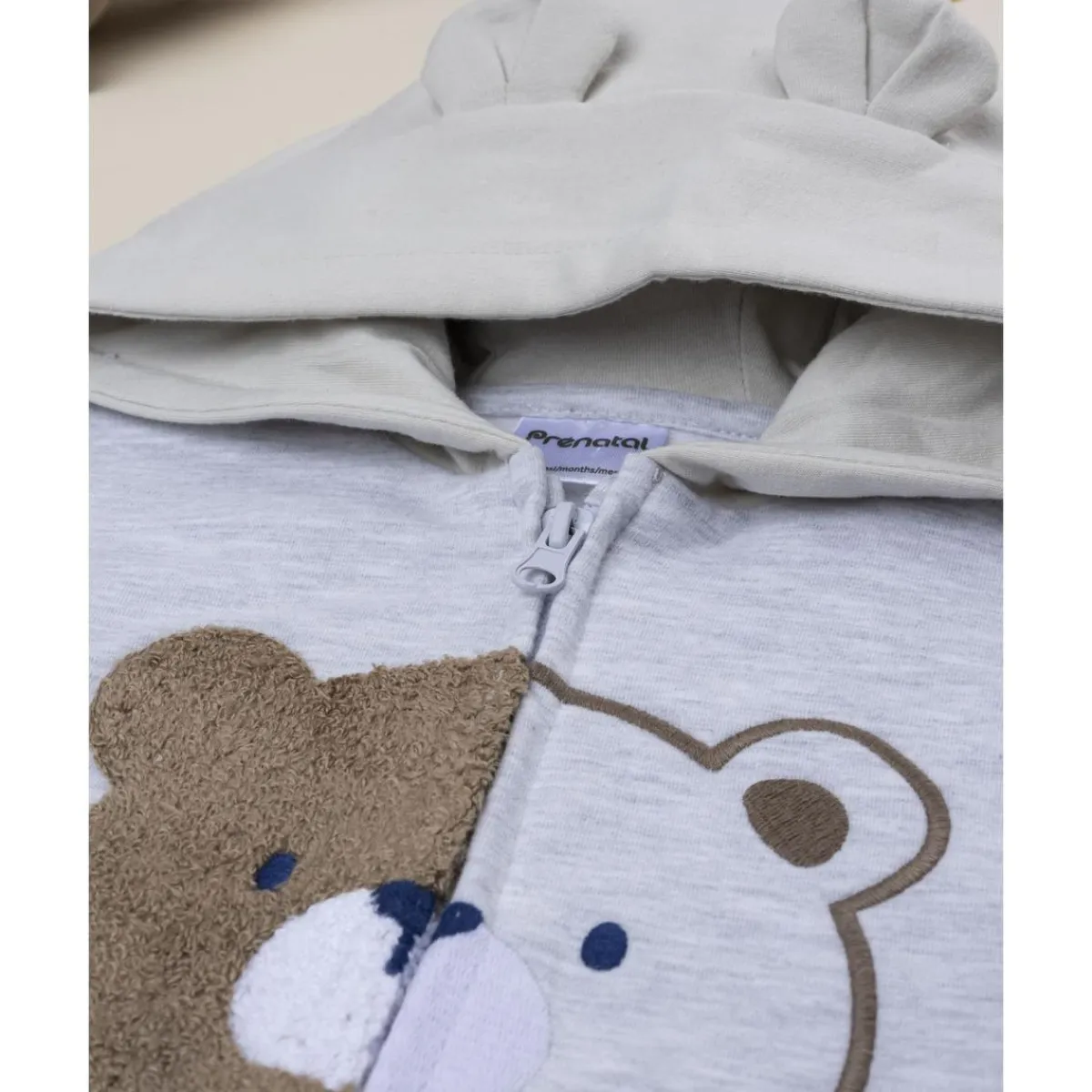 Sudadera gris con capucha y estampado de oso para niño*Prenatal Online