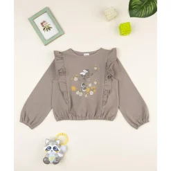 Sudadera marrón para niña con estampado de Minnie*Prenatal