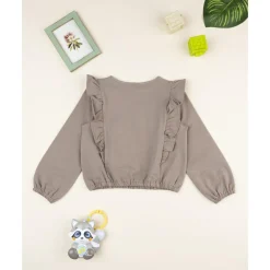 Sudadera marrón para niña con estampado de Minnie*Prenatal