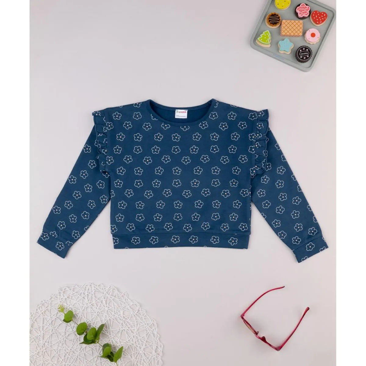 Sudadera niña azul margaritas*Prenatal Best