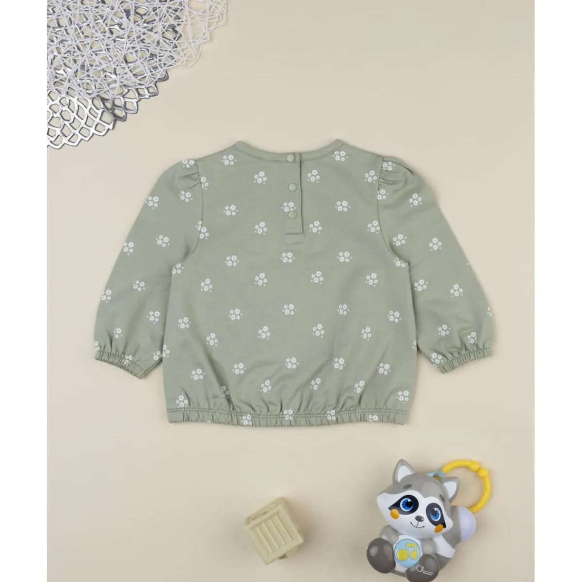 Sudadera niña verde con flores blancas*Prenatal Clearance