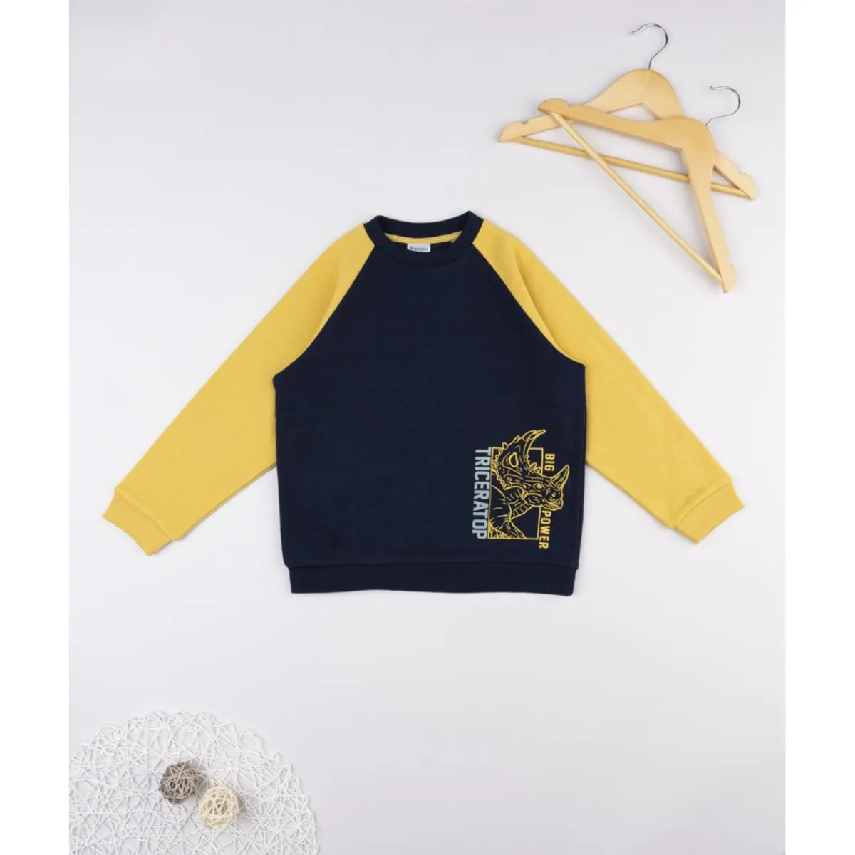Sudadera niño azul/amarilla “Triceratops” raglán*Prenatal Sale