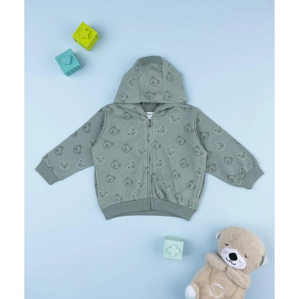 Sale Sudadera verde con capucha para niño con estampado allover Niño·Bebé Niño 3-36 Meses|Bebé Niño 3-36 Meses·Jerséis Y Cardigans