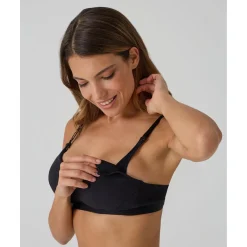 Sujetador de lactancia negro de canalé*Prenatal New