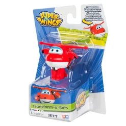 Super Wings - Jett - Transform-a-Bots Coleccionables Y Mini Mundos