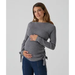 Suéter premamá gris con lazos*Prenatal New