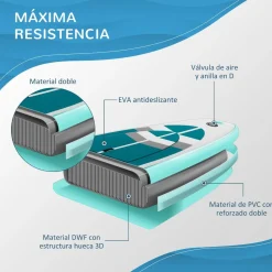 Tabla de paddle surf hinchable blanca*OUTSUNNY