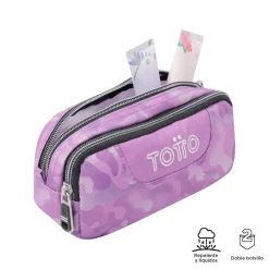 - Estuche escolar dos compartimentos camuflaje rosa Sobre*TOTTO Discount
