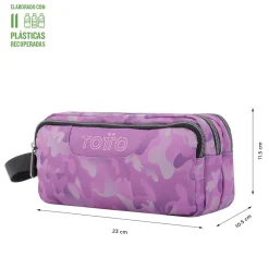 - Estuche escolar tres compartimentos camuflaje rosa Agapec*TOTTO