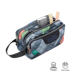 New - Estuche escolar tres compartimentos bloques Agapec Material Escolar