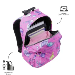- Mochila escolar adaptable a carro gatos astronautas Acuareles*TOTTO New