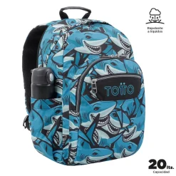 - Mochila escolar adaptable a carro tiburones Acuareles*TOTTO New