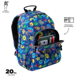Online - Mochila escolar adaptable a carro Tello azul Acuareles Material Escolar