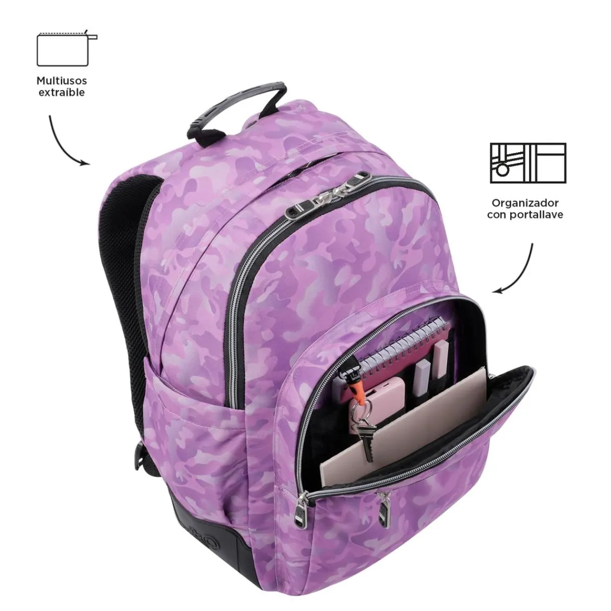 - Mochila escolar camuflaje rosa Crayoles*TOTTO