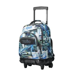 - Mochila escolar con ruedas postales y casetes Renglones Material Escolar