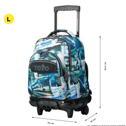 - Mochila escolar con ruedas postales y casetes Renglones Material Escolar