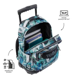- Mochila escolar con ruedas postales y casetes Renglones Material Escolar