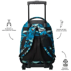 - Mochila escolar con ruedas tiburones Renglones*TOTTO Hot