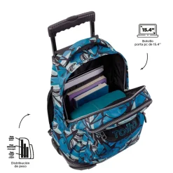 - Mochila escolar con ruedas tiburones Renglones*TOTTO Hot