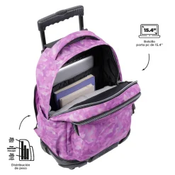 Clearance - Mochila escolar con ruedas camuflaje rosa Renglones Material Escolar