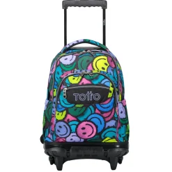 New - Mochila escolar con ruedas emojis Renglones Material Escolar