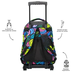 New - Mochila escolar con ruedas emojis Renglones Material Escolar