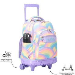 - Mochila escolar con ruedas arcoíris Renglones*TOTTO Best