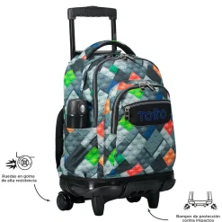 Outlet - Mochila escolar con ruedas bloques Renglones Material Escolar