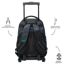 - Mochila escolar con ruedas fractal Renglones*TOTTO Clearance
