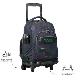 - Mochila escolar con ruedas fractal Renglones*TOTTO Clearance