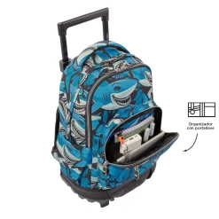 - Mochila escolar pequeña ruedas tiburones Resma*TOTTO New