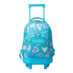 - Mochila escolar pequeña ruedas corazones pintados Resma*TOTTO Sale
