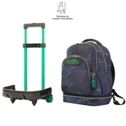 - Mochila escolar ruedas desmontable fractal Tiza*TOTTO Outlet