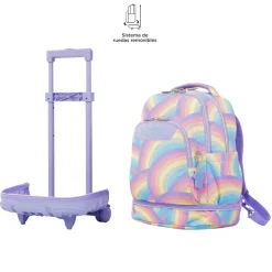 Hot - Mochila escolar ruedas desmontable arcoíris Tiza Material Escolar