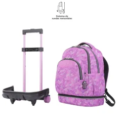 - Mochila escolar ruedas desmontable camuflaje rosa Tiza*TOTTO Online