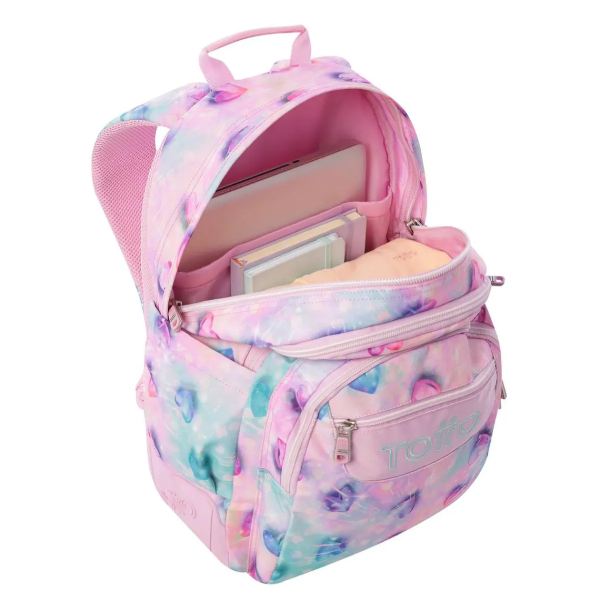 Online - Mochila Rayol Glitter Shiny Heart Material Escolar