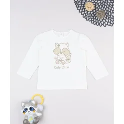 T-shirt niña blanca estampado mapache*Prenatal New