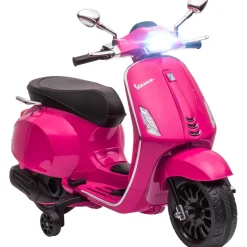 Hot Vespa 6V con música, radio FM y ruedines Rosa Vehículos De Batería O A Pedales
