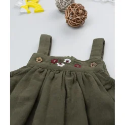 Vestido pichi verde con bordado para niña*Prenatal Sale
