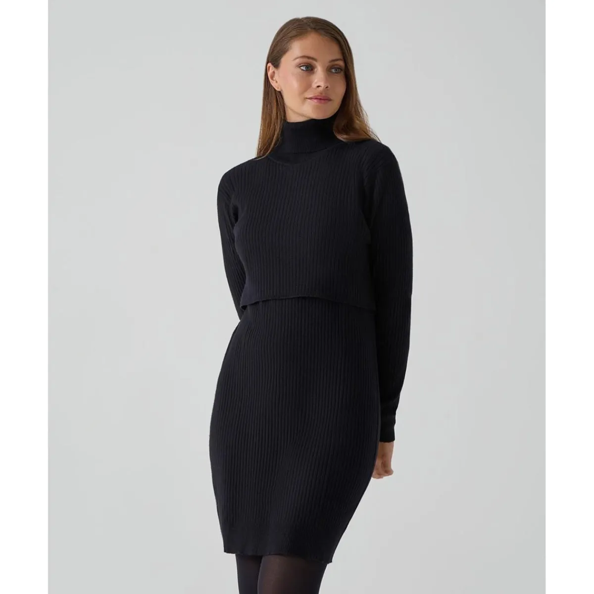 Vestido premamá y lactancia tricot negro*Prenatal Sale