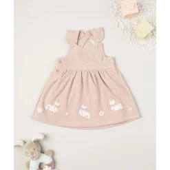 Vestido tipo peto de niña en rosa con conejitos*Prenatal Discount