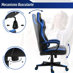 New Vinsetto - Silla Gaming azul-negro Videojuegos