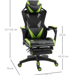 New Vinsetto - Silla Gaming ergonómica verde-negro Videojuegos