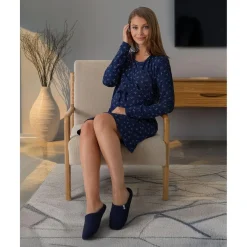 Zapatillas de casa azul marino en pana con suela antideslizante*Prenatal Best